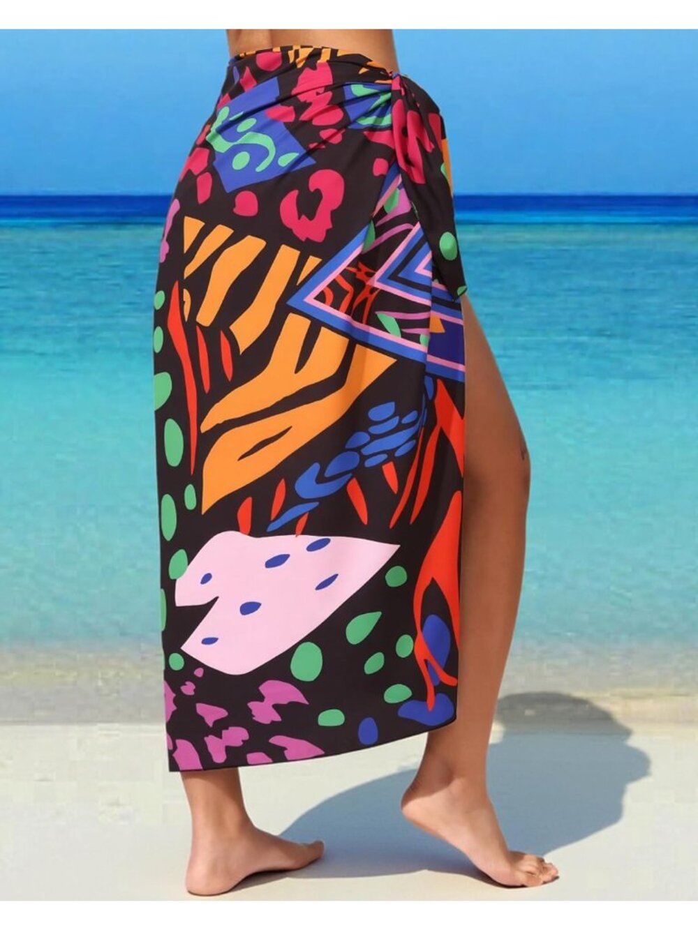 Women's Dark Purple Polyester Chiffon Beach Sarong Swimsuit Coverups Wraps - Picture 5 of 6